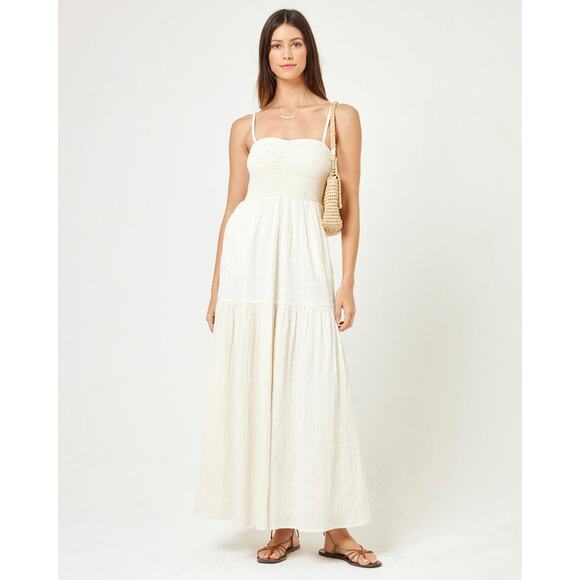 L*SPACE Mallorca Smocked Maxi Dress - S Cream - Picture 1 of 3